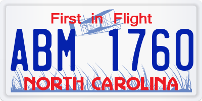NC license plate ABM1760