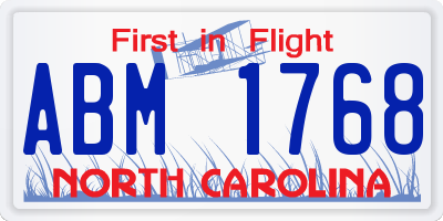 NC license plate ABM1768