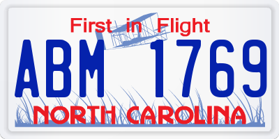 NC license plate ABM1769