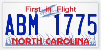 NC license plate ABM1775
