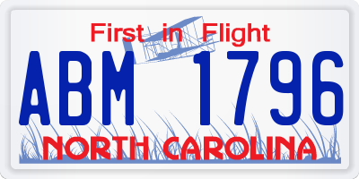NC license plate ABM1796