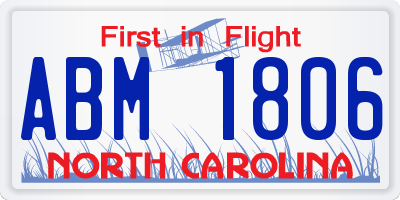 NC license plate ABM1806