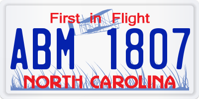 NC license plate ABM1807
