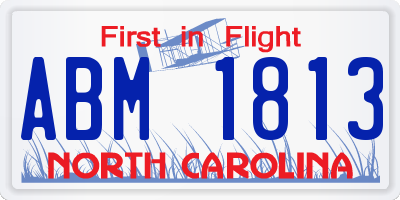 NC license plate ABM1813