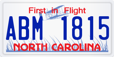 NC license plate ABM1815