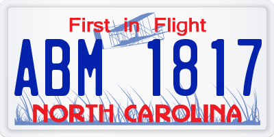 NC license plate ABM1817