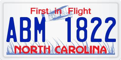 NC license plate ABM1822