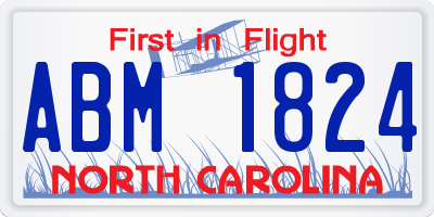 NC license plate ABM1824