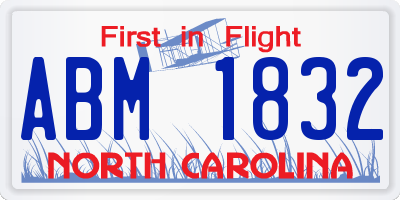 NC license plate ABM1832