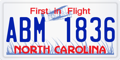 NC license plate ABM1836
