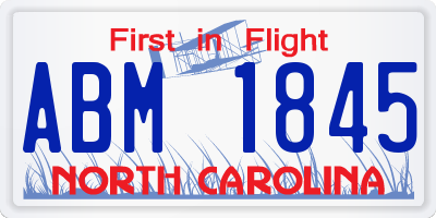 NC license plate ABM1845