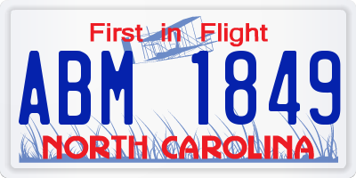 NC license plate ABM1849