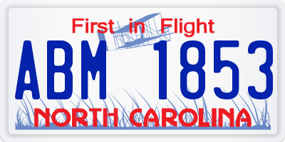 NC license plate ABM1853