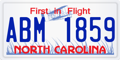 NC license plate ABM1859