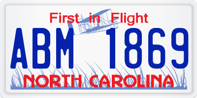 NC license plate ABM1869