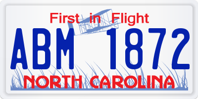 NC license plate ABM1872