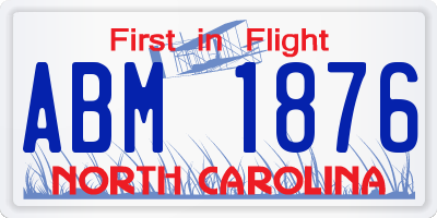 NC license plate ABM1876