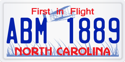 NC license plate ABM1889