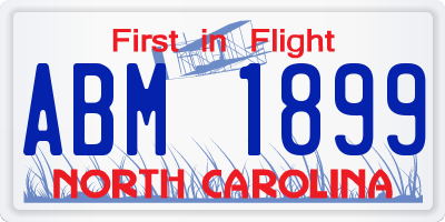 NC license plate ABM1899
