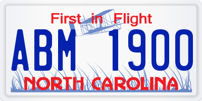 NC license plate ABM1900
