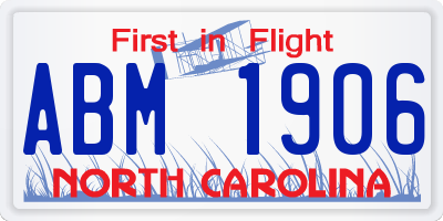 NC license plate ABM1906