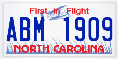 NC license plate ABM1909