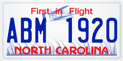 NC license plate ABM1920