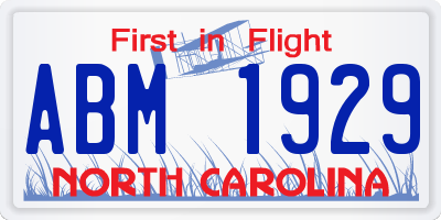 NC license plate ABM1929