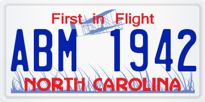 NC license plate ABM1942
