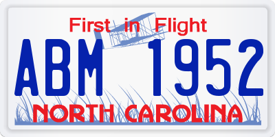 NC license plate ABM1952