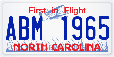 NC license plate ABM1965