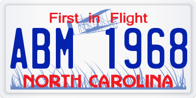 NC license plate ABM1968