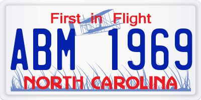NC license plate ABM1969