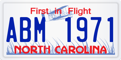 NC license plate ABM1971