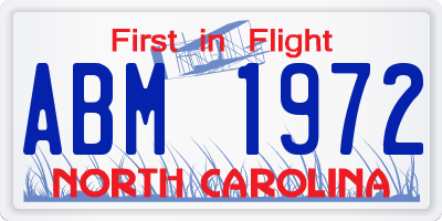 NC license plate ABM1972