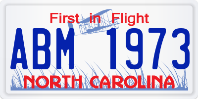 NC license plate ABM1973