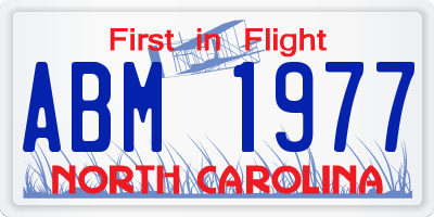 NC license plate ABM1977