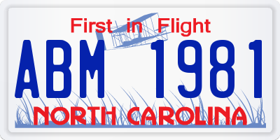 NC license plate ABM1981