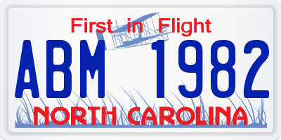 NC license plate ABM1982