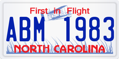 NC license plate ABM1983