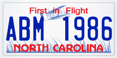 NC license plate ABM1986