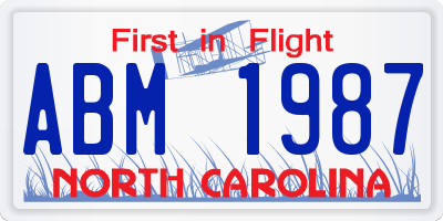 NC license plate ABM1987