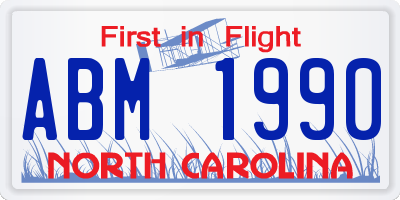 NC license plate ABM1990