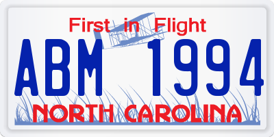 NC license plate ABM1994