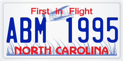 NC license plate ABM1995