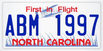 NC license plate ABM1997