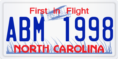NC license plate ABM1998