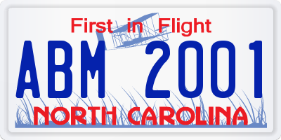 NC license plate ABM2001