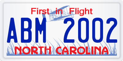 NC license plate ABM2002