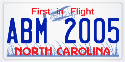 NC license plate ABM2005